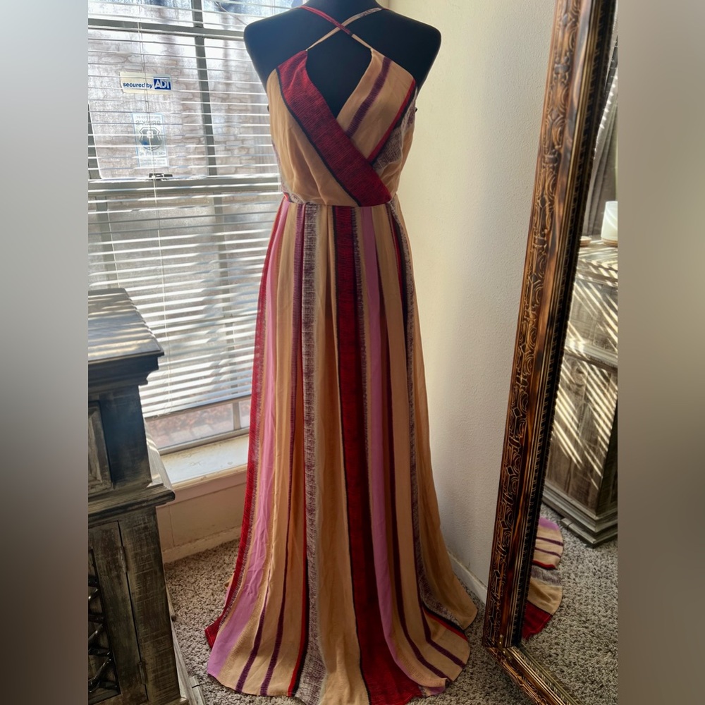 Forever 21 Red and Cream Striped Maxi Dress